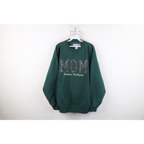 Vintage 90s Womens 2XL Faded Eastern Michigan University Mom Crewneck Sweatshirt - Picture 1 of 13